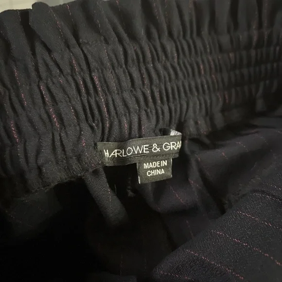 Harlowe & graham blue womens pinstripe belted pants small - Picture 5 of 5